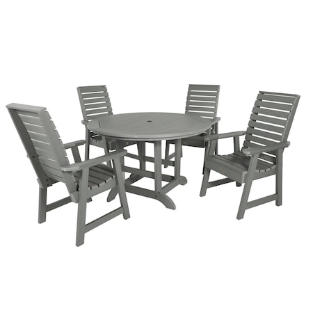 Highwood Usa Weatherly 5pc Round Outdoor Patio Furniture Dining Set AD-DNW48-CGE